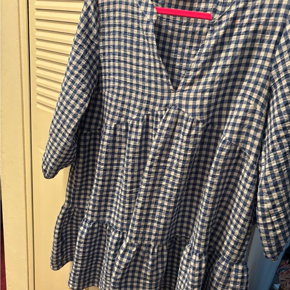 Blue and White Gingham Dress